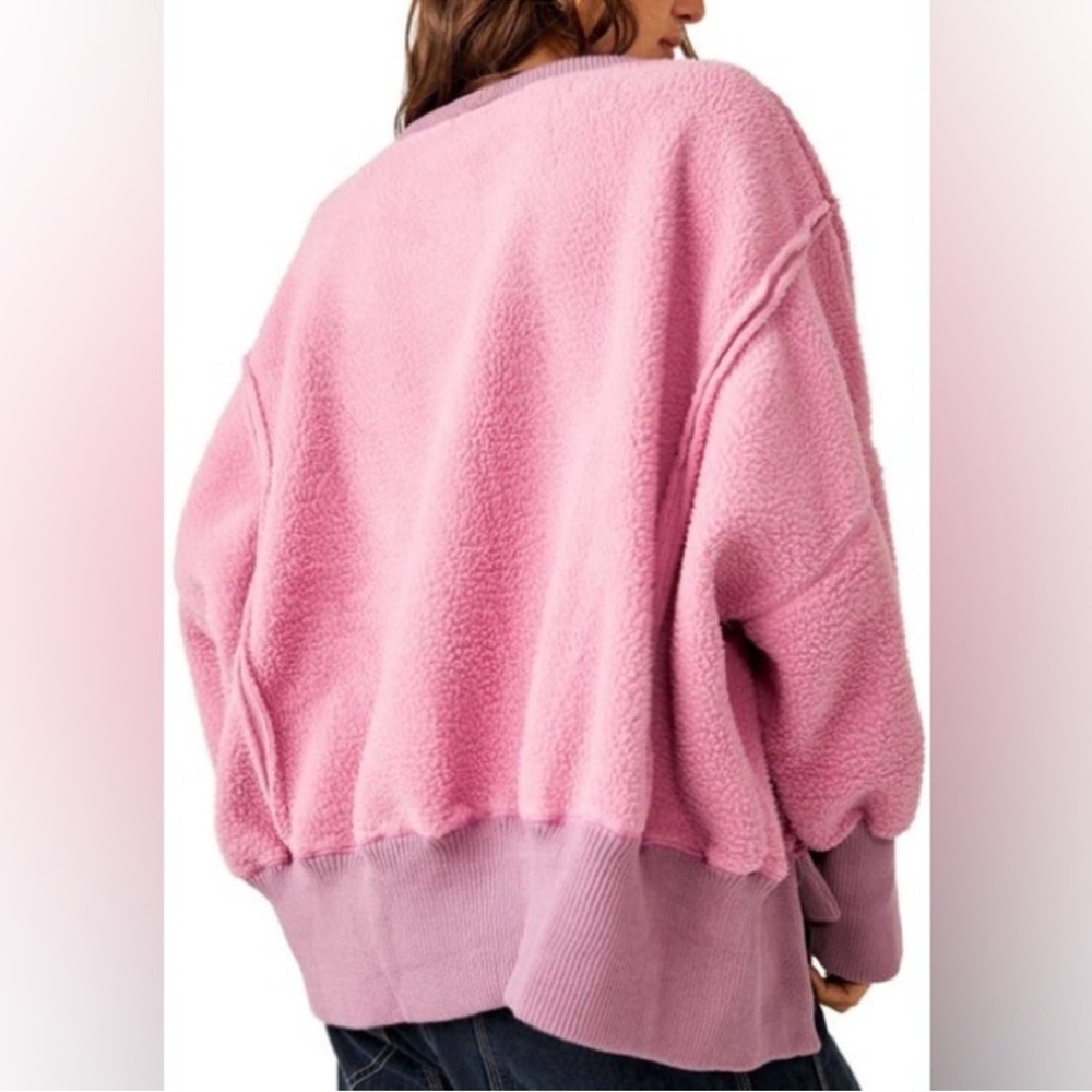We The Free Plush Pink Crew Neck Sweater - Picture 2 of 5